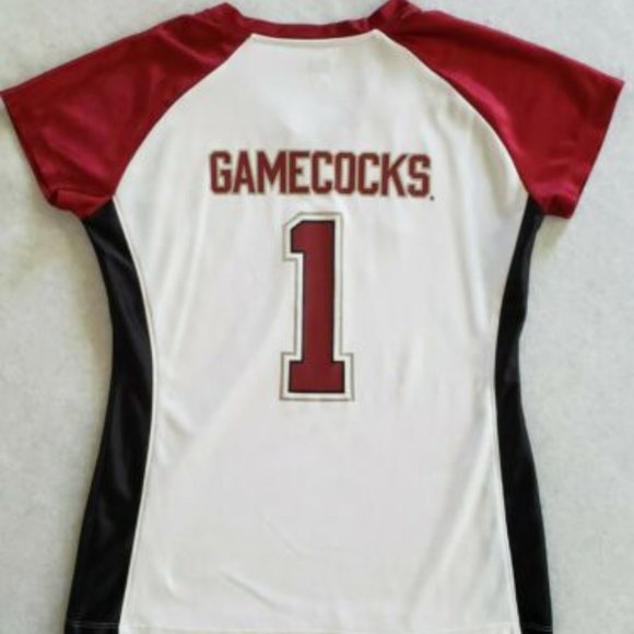 Ladies Carolina Gamecocks V neck Jersey Shirt Medium preowned - Picture 2 of 2